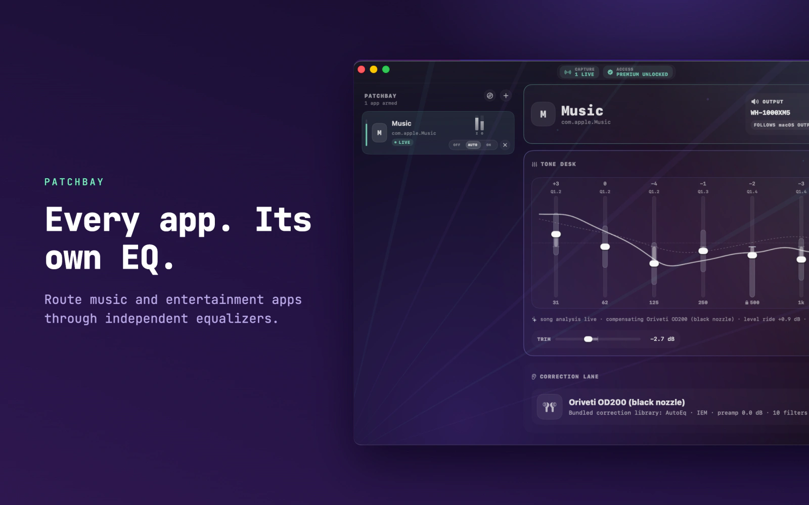 EQK routing Music through its own equalizer and headphone correction.